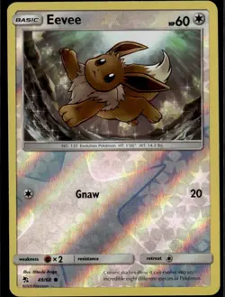 Eevee (49) Common Hidden Fates 49/68 Colorless Reverse Holo Pokemon Card - Image 1