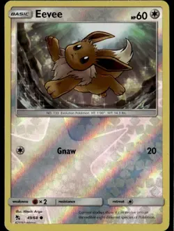 Eevee (49) Common Hidden Fates 49/68 Colorless Reverse Holo Pokemon Card - Image 1