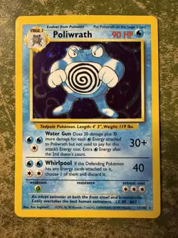 Poliwrath Unlimited Holo Rare Card Base Set 13/102 Pokemon TCG 1999 - Image 1