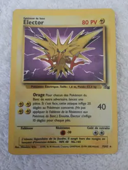 Carte Pokemon Elector 15/62 HOLO Electhor ED2 Fossile Edition 2 Wizards - Image 1