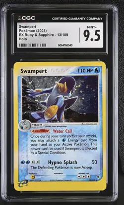 CGC 9.5 MINT+ Swampert 2003 EX Ruby & Sapphire 13/109 Holo Pokemon Card - Image 1