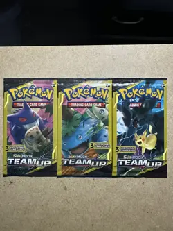 Pokemon Sealed Lot of 3 Sun & Moon Team Up 3 Card Booster Packs - Image 1