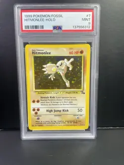Pokemon Hitmonlee Fossil Unlimited Holo Rare 7/62 PSA 9 Mint English WOTC - Image 2