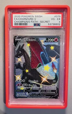 2020 POKEMON SWORD & SHIELD CHAMP'S PATH SECRET #079 FULL ART/CHARIZARD V PSA 4 - Image 1