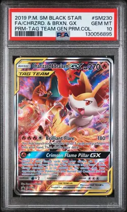 2019 POKEMON SM BLACK STAR PROMO #SM230 FULL ART/CHARIZARD & BRAIXEN GX PSA 10 - Image 1