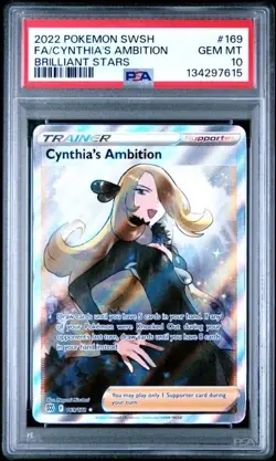 PSA 10 Cynthia's Ambition Full Art Ultra Rare #169/172 Pokemon Brilliant Stars - Image 1