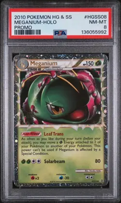 2010 POKEMON HEARTGOLD & SOULSILVER PROMO #HGSS08 MEGANIUM-HOLO PSA 8 - Image 1