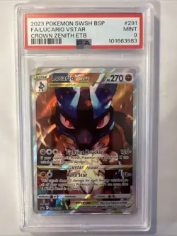 2023 Pokemon SWSH BSP FA/Lucario VSTAR Crown Zenith ETB #291 PSA 9 MINT - Image 1