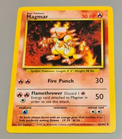Magmar #36/102 Uncommon Base Set 1999 Pokemon Englisch Near Mint to Mint Vintage - Image 1