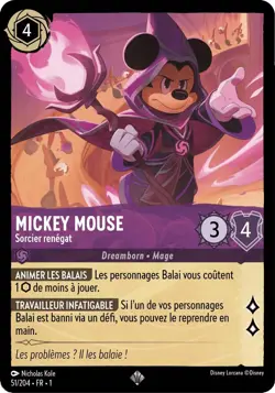 51/204 FOIL ⭐ Mickey Mouse, Sorcier renegat | carte Disney Lorcana FR (2023) - Image 1