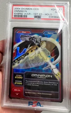 PSA 9 Omnimon DM-133 Holo Foil 1st Edition Digimon Card CCG Hybrid Warriors Mint - Image 1