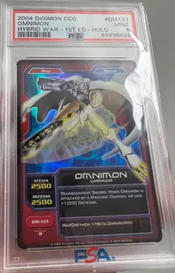 PSA 9 Omnimon DM-133 Holo Foil 1st Edition Digimon Card CCG Hybrid Warriors Mint - Image 2