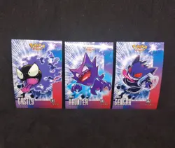 Gastly Haunter Gengar Attacks Database Cracked Ice Holo Kanto Pokemon Set Of 3 - Image 1
