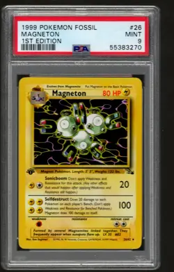 1999 Pokemon TCG Fossil 1st First Edition Magneton 26/62 Non Holo PSA 9 MINT - Image 1