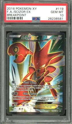 Scizor EX Pokemon 2016 XY BREAKpoint Full Art Ultra Rare 119/122 PSA 10 GEM MT - Image 1