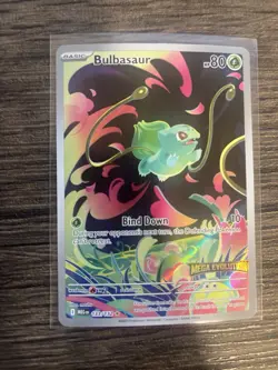 Pokemon TCG: Bulbasaur 133/132, (FULL ART) Mega Evolution HOLO STAMPED PROMO - Image 1