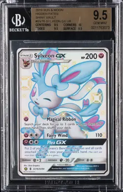 2019 POKEMON SUN & MOON HIDDEN FATES UR SHINY VAULT #SV76 SYLVEON GX BGS 9.5 - Image 1