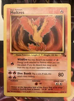 Pokemon TCG Fossil Set Moltres Card 27/62 NM - Image 1