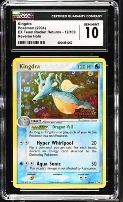 2004 POKEMON EX TEAM ROCKET RETURNS KINGDRA #12 REVERSE HOLO-RARE CGC 10 GEM - Image 1