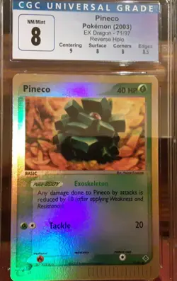 2003 Pokemon EX Dragon Pineco Reverse Foil 71/97 CGC 8 NM/MT Subs Vintage WOTC - Image 1