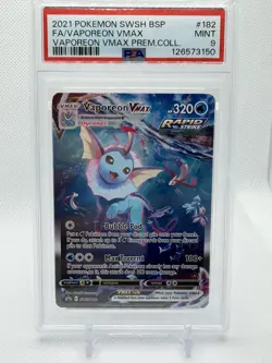 2021 POKEMON SWSH BLACK STAR PROMO #182 FULL ART/VAPOREON VMAX PSA 9 - Image 1