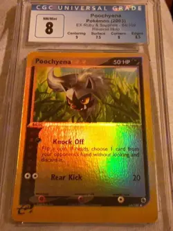 2003 Pokemon EX Ruby & Sapphire Poochyena Reverse Holo 64/109 CGC 8 NM/MT Subs - Image 1