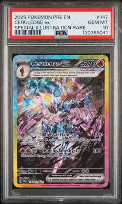 2025 POKEMON PRE EN-PRISMATIC EVOLUTIONS #147 CERULEDGE EX PSA 10 - Image 1