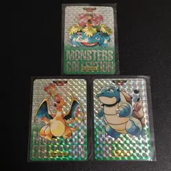 Pokemon Carddass Bandai 1996 Green Prism Set Charizard Blastoise Venusaur Used - Image 2