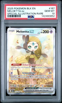 2025 POKEMON BLK EN-BLACK BOLT SPECIAL ILLUSTRATION RARE #167 MELOETTA EX PSA 10 - Image 1