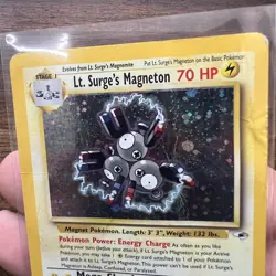 Pokemon: Lt. Surge’s Magneton 8/132 Rare Holo. Gym Heroes. HP/Damaged - Image 3
