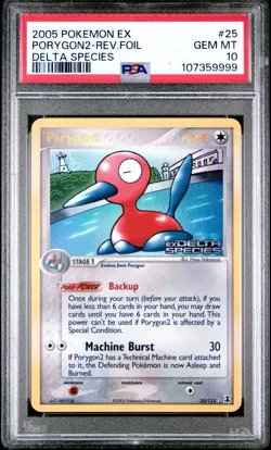 Pokemon EX DELTA SPECIES PORYGON2 #25 REVERSE HOLO FOIL PSA 10 GEM MINT - Image 1