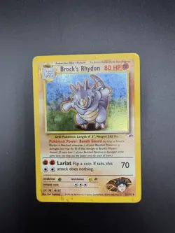 Pokemon Card Brock's Rhydon 002/132 Gym Heroes Holo MP - Image 1