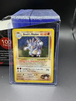 Pokemon Card Brock's Rhydon 002/132 Gym Heroes Holo MP - Image 3