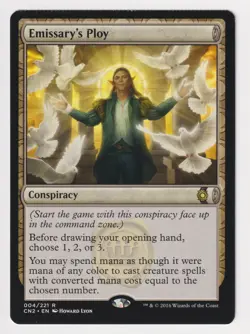 Crimped Emissary's Ploy MP Conspiracy: Take the Crown MTG Factory Error Misprint - Image 1