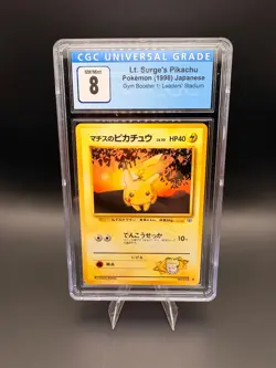 CGC 8 NM/MINT Japanese Lt. Surge's Pikachu Gym 1 Leader's Stadium Pokemon Card - Image 1