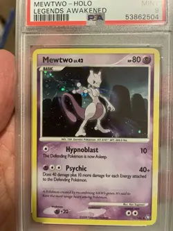 2008 Pokemon D&P Legends Awakened Mewtwo Holo 11/146 PSA 9 Swirl Top Right - Image 1
