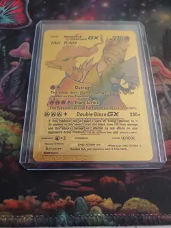pokemon cards Reshiram & Charizard GX Tag Team Gold foil Gift/Display - Image 1
