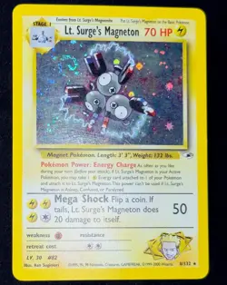LP Swirl Lt. Surge's Magneton 8/132 Holo Rare Gym Heroes Pokemon WotC Vintage - Image 1