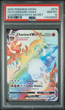 Pokemon TCG Charizard Vmax 74/73 Champion's Path Secret PSA 10 - Image 1