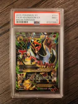 Pokemon M Houndoom EX 154/162 PSA 9 Mint Breakthrough Holo Full Art FA 2015 Rare - Image 1