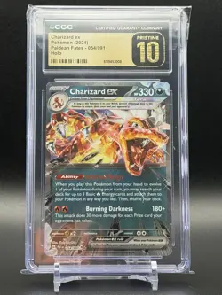 Pokemon Charizard EX Double Rare Holo SV: Paldean Fates 054/091 CGC 10 Pristine - Image 1