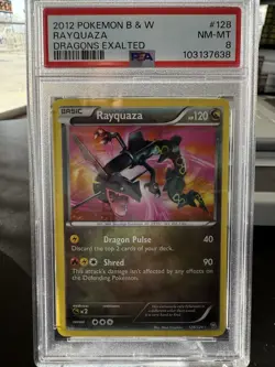 2012 Pokemon B&W Rayquaza Dragons Exalted (English) 128/124 (PSA 8 NM-MT) - Image 1