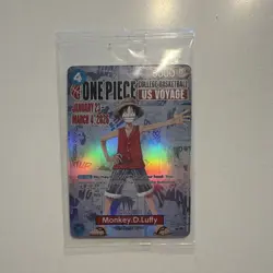 Bandai One Piece Card Game Monkey.D.Luffy Promo Holo US Voyage Character Card - Image 1