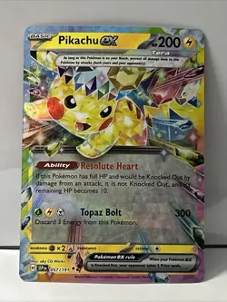 Pikachu Ex 57/191 Surging Sparks Pokemon TCG Rare Card - Image 1