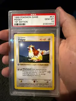 Base Set 1st Edition PIDGEY #57/102 PSA 10 GEM MINT 1999 Pokemon Card Game - Image 1