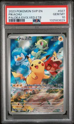 2023 POKEMON SVP EN-SV BLACK STAR PROMO #027 PIKACHU PSA 10 - Image 1