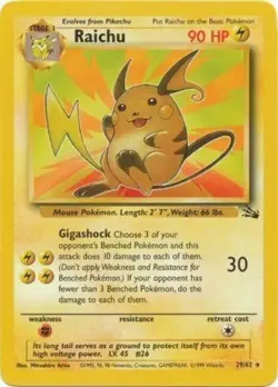 Pokemon TCG - Raichu - 29/62 - Rare Unlimited - Fossil Unlimited [Near Mint] - Image 1
