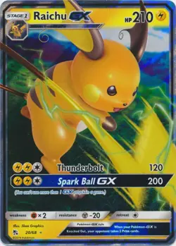 Holo Raichu GX 20/68 Ultra Rare Hidden Fates Pokemon TCG - Image 1