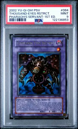 2002 YU-GI-OH! PSV-PHARAOH'S SERVANT 1ST ED #084 THOUSAND-EYES RESTRICT PSA 9 - Image 1