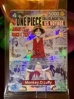 One Piece Monkey.D.Luffy US College Basketball Promo Card (Houston) SEALED - Image 1
